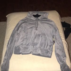 Velour cropped hoodie